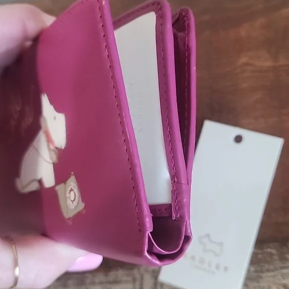 Radley London Pink Leather Scottish Dog Phone Call Me Wallet NWT Zip Snap - Picture 5 of 14